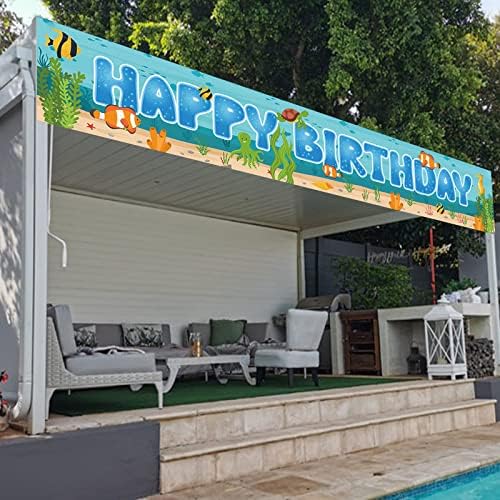 Banner de animais marinhos sob o mar Feliz Birthday Banner Creature Marine Ocean Animal S Prazo de fundo temático decorações de