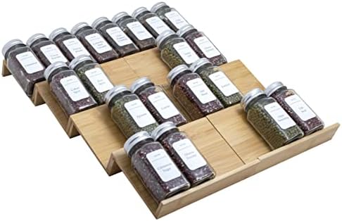 Angimio Bamboo Spice Rack Gavet Organizer - 8 peças conjunto - 7 de largura por peça - Combine peças em rack de 14 largo