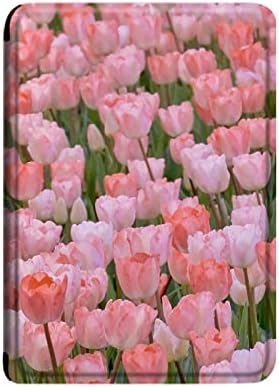 shzrgarts para capa de estojo Kindle - capa inteligente de couro PU com recurso de esteira de sono automático para o Kindle 11th Generation 2022 Lançado, tulipas de canteiro de flores rosa