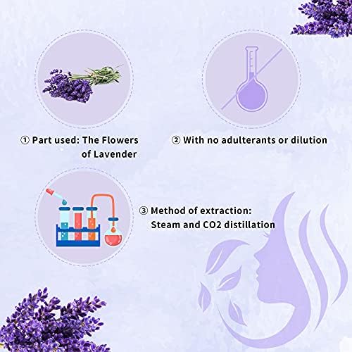 Pacote de óleo essencial de camomila romana com óleos essenciais de lavanda Óleo de lavanda orgânico puro e natural para aromaterapia e difusor, cuidados com a pele - 10 ml de aromaterapia com camomila óleo