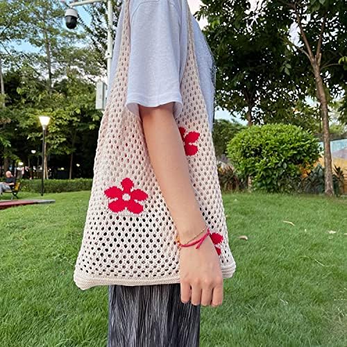 Aiyuencici Saco de bolsa de crochê, bolsa de fada hobo para mulheres bolsas estéticas de bolsa de malha de malha para meninas para