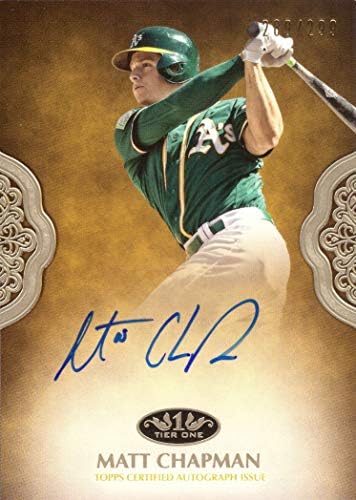 2019 TOPPS TIER ONE PPA -MCH MATT CHAPMAN CERTIFICADO AUTIFICATIVO AUTIFICADO CARTO DE BASEBALL - APENAS 299 MADE!