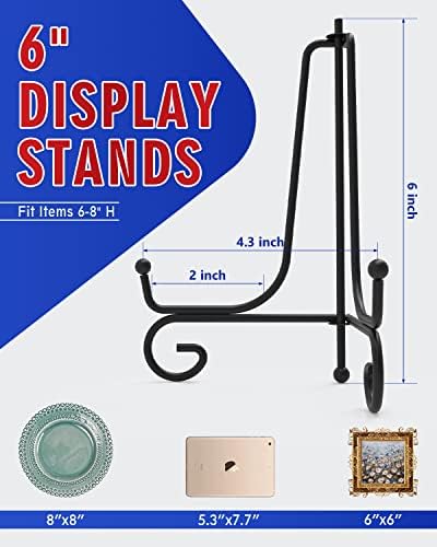 Stand de exibição de ferro de linhagem 5 pacotes, 6 polegadas de suporte de suporte de placa suporte foto