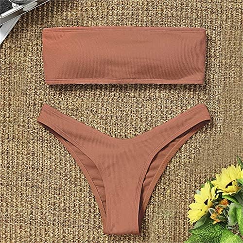 MSAIKRIC Women tanga de biquíni conjunto Petite Halter Swimsuit Teen High Wistrage Definir traje de duas peças