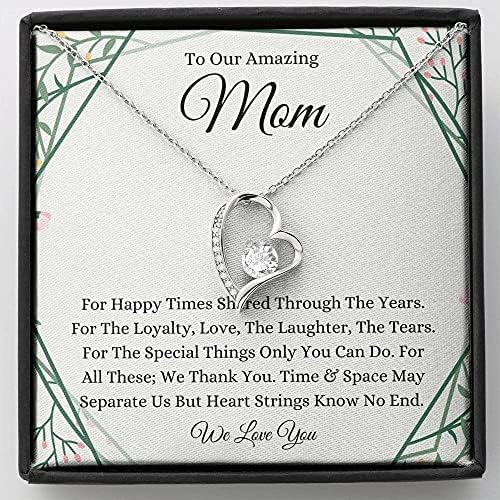 Jóias de cartão de mensagem, colar artesanal- colar de coração personalizado, presente de aniversário de nossa mãe para mamãe