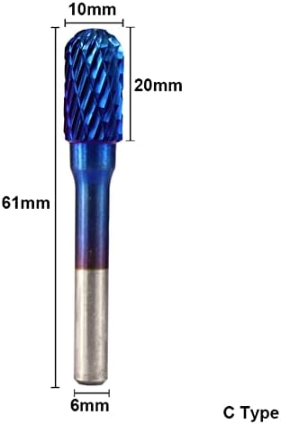 Zaahh 6x10mm tungstênio carboneto rotativo burss super azul com corte duplo de corte rotativo 1pcs