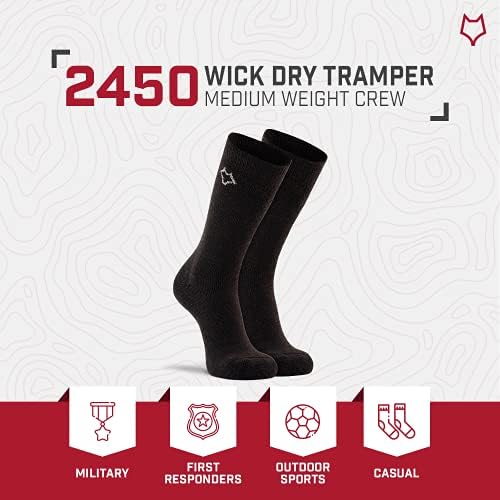 Foxriver Wick Dry Tramper Merino Wool Socks Meia de caminhada masculina de peso médio com tecido de wicking de umidade