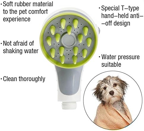 Julyfox Shower Pursorador com escova de shampoo para cães e gatos, pulverizador de mão de mão, pulverizador de animais de estimação de chuveiro com massager shampoo helicing tool para animais de estimação