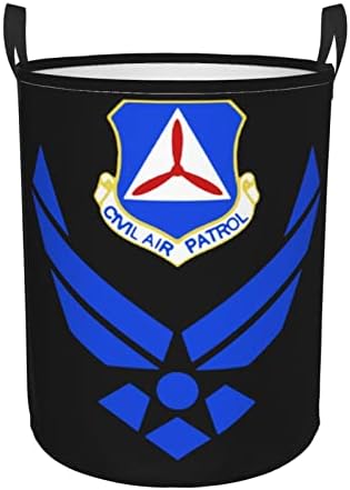 Air Força Aérea Patrulha Aérea Civil Rapazina cesto de lavanderia circular cesta de lavanderia dobrável para o quarto de banheiro