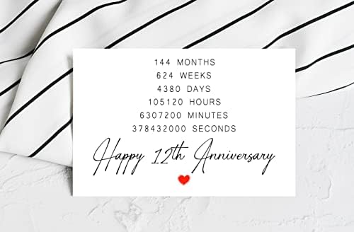 Dianddesigngift Happy 12th Anniversary Card - 12 anos de aniversário de aniversário de casamento Presentes - Ideia para