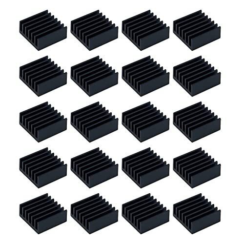 Wealrit 10 PCs preto dissipador de calor de alumínio, kit de dissipador de calor PC, dissipador de calor do radiador de alumínio para chips de cpu ic vram vga ram, 20 x 20 x 10mm