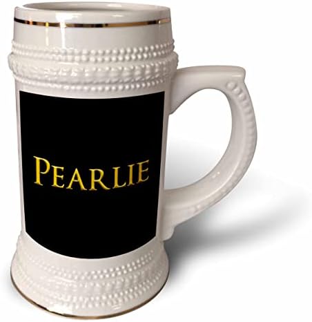 3drose Pearlie Nome da mulher popular na América. Amarelo em preto. - 22 onças de caneca