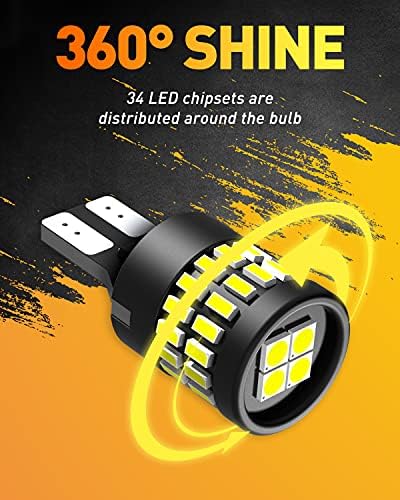 Oxilam 2022 Atualizado 912 921 LUZES REVERSAS DE BULBA LED, Lâmpadas de backup para carro, 300% de brilho mais alto 6000k Branco, tamanho mini tamanho não polaridade Canbus Erro T15 906 W16W Bulb, pacote de 2