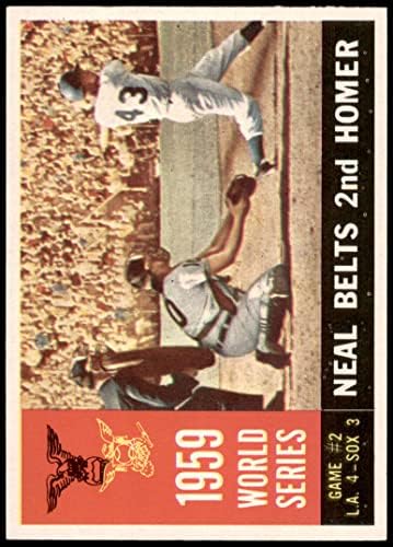 1960 Topps 386 1959 World Series - Jogo 2 - Neal Belts 2nd Homer Charlie Neal Los Angeles/Chicago Dodgers/White Sox NM/MT Dodgers/White