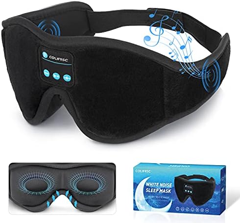 Máscara do sono Bluetooth Máscara para o olho com ruído branco, Bluetooth 5.0 Música Sleep Headphone 3D Máscara para homens