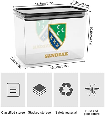 Caixa de armazenamento de bandeira de Sandzak Bachoistres de recipiente organizador de alimentos plásticos com tampa para