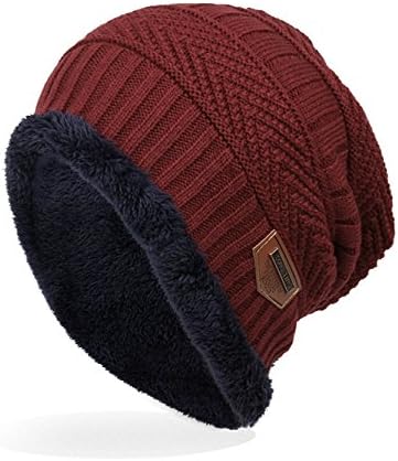 Ensnovo Mens Beanies de inverno Hat de lã grossa de lã grossa Capinho da caveira