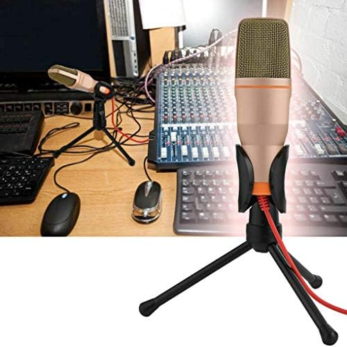 TWDYC Microfone portátil Profissional de 3,5 mm Micor estéreo com fio com jack com tripé de suporte para PC para desktop