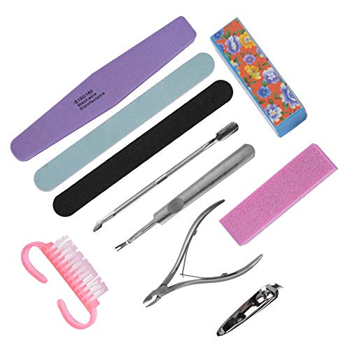 Conjunto de manicure, ferramenta de cuidados com as unhas conjunta profissional de unhas manicure as unhas cortadoras de pedicure kit de pedicure conjunto de unhas kit de unhas lixar arquivos de esponja de buffer Pedicure Pedicure Conjunto 10pcs