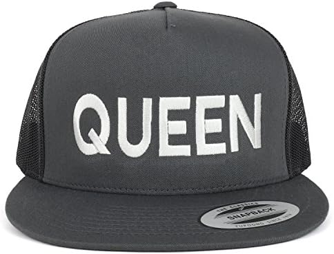 Trendy Apparel Shop King and Queen Borded 5 Panel Bill Mesh Cap