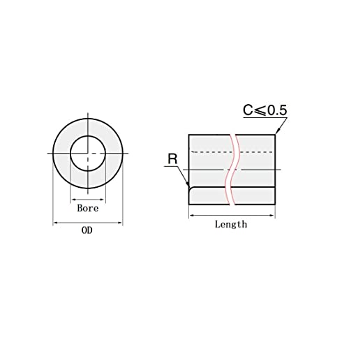 Bettomshin 3pcs Manga de rolamento, 14 mm Bore 20mm OD 25mm Comprimento, rolamentos simples rolamentos auto-lubrificantes