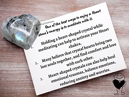 Rainbow Moonstone Crystal Heart Palm Stone - Massagem de bolso Preocupação de pedra para balanceamento de chakra corporal natural,