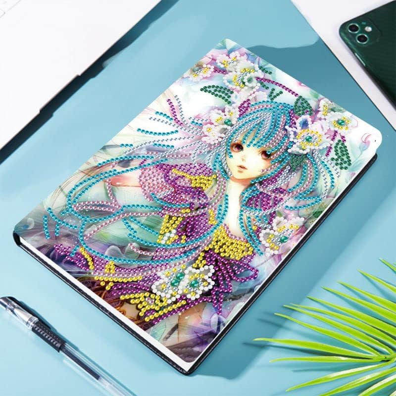 Diamond Painting Notebook Cartoon Girl Borderyer Rhinestone Book Blank Page Sketchbook Pintura de diamante Pintura de Mosaico