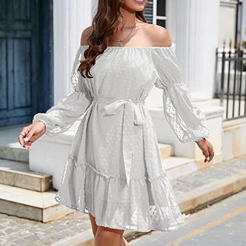 Vestidos de convidado de casamento nokmopo para mulheres de manga longa feminina elegante casual em V Dress Slim Dress Party