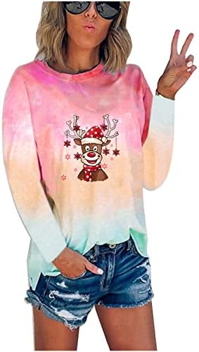 Sweotshirs macios para mulheres tades de Natal tamadas tampas de capota de capota de capota solto tops de outono para mulheres 2022