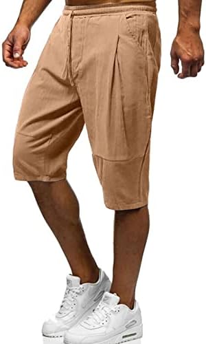 Miashui aberto para homens de verão masculino casual e moda de retalhos de retalhos de retalhos e shorts de linho item calças de
