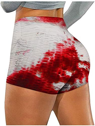 Shorts de motociclista texturizado para mulheres com cintura alta shorts femininos sólidos para corrida de ioga, treino,