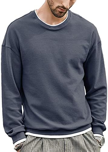 Suéter de pulôver masculino sólido de moda de moda redonda de manga comprida suéteres de malha de malha para homens