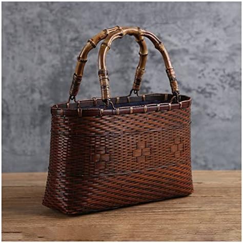 Houkai Bolsa de bolsa de bolsa artesanal Rattan Rattan Basket Storage Storage