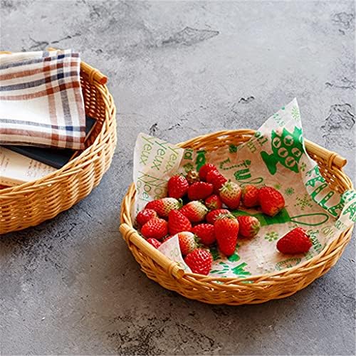 Cesta de tecido à mão eyhlkm, cesta redonda de frutas e vegetais cor de mel, armazenamento de alimentos, cesta de piqueniques