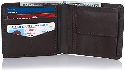 Alpine Swiss RFID Protected Men Coin Pocket Pocket Bifold Wallet com a seção Divided Bill vem em uma caixa de presente