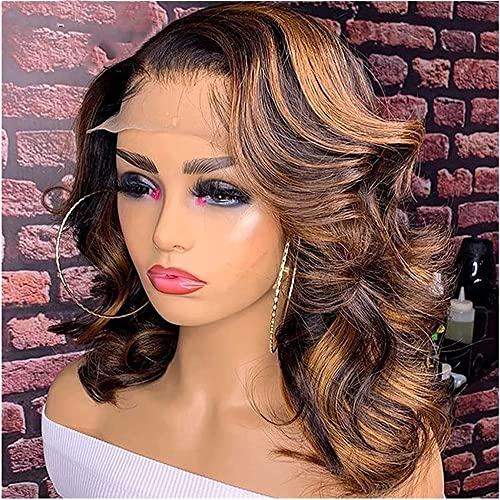 dez pauzinhos destacam onda corporal 13x4 Lace Front peruca ombre brasileiro perucas de cabelo humano colorido para mulheres