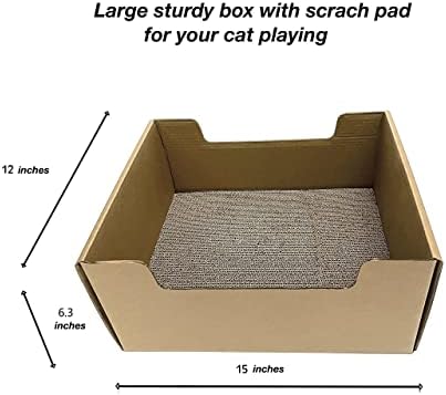 Caixa de gato aconchegante Svy com almofada de arranhões, feita de papelão ondulado, ideal para gatos e gatinhos e cães pequenos e animais