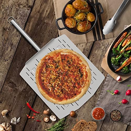 Blackhoso Atualizou a casca de pizza de 14 com alça estendida 304 Paddle de pizza perfurada em aço inoxidável ecológica