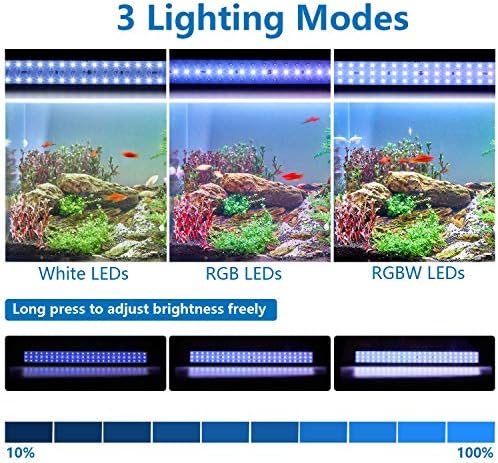 Luz do tanque de aquário de peixes na função diminuível e de memória, luminária de tanque de peixes LED de toque de sensor