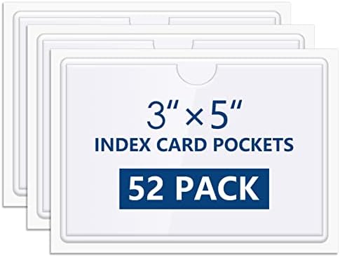 Bolsos de cartão de índice de embalagem Maxgear 52 com bolsos adesivos e de primeira linha, suporte de etiqueta de plástico