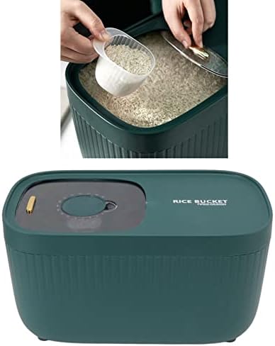 Balde de armazenamento de arroz de rosvola, dispensador de balde de arroz, mantenha a luz seca de luxo não lag com tampa transparente