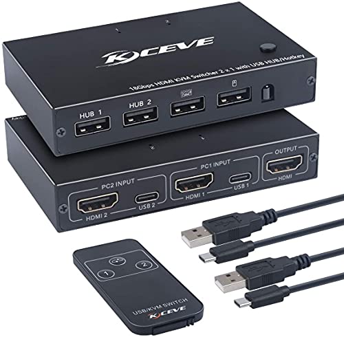 KCEve HDMI KVM Switch, 2 Port USB e HDMI 4K@60Hz Switch Adapt