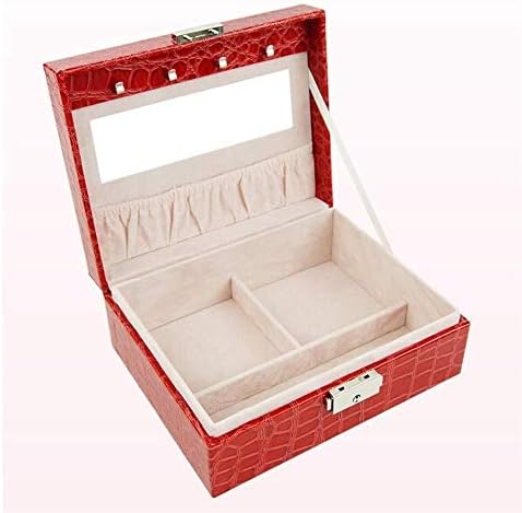 Caixas de jóias de couro QTT Organizador de jóias portáteis de viagem com caixa de armazenamento de espelho para brinco de colar de anel Caixa de jóias para mulheres