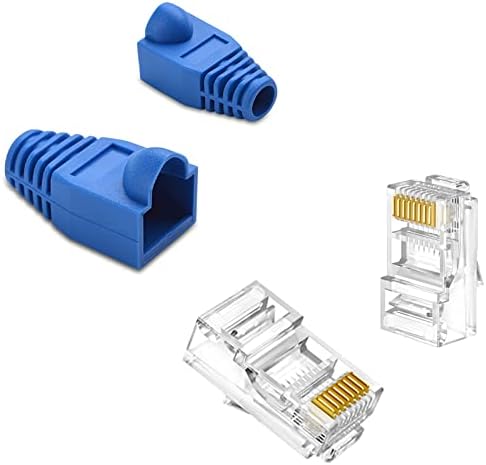 A ferramenta de crimpagem Brileine RJ45 passa pelo kit crimper all-in-one crimper rj45 com 50pcs cat5e cat6 rj45 passa através de conectores, capas de 50pcs, mini stripper de arame