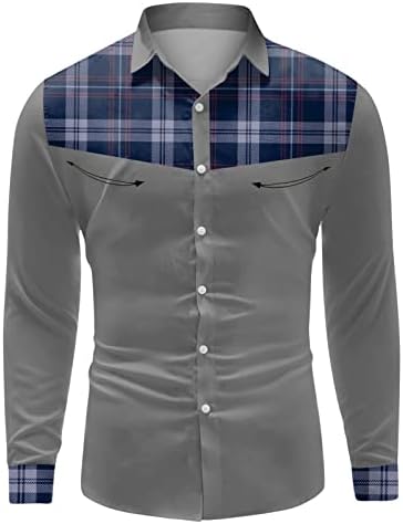 Masculino topo de verão masculino moda casual retchwork bloqueio de colorido botão de lapela manga longa média metálica