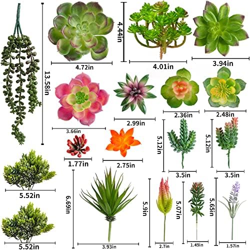 COTSEN 18 Pacote suculentas artificiais texturizadas suculentas falsas realistas de cactos artificiais, adequado para o Garden Home