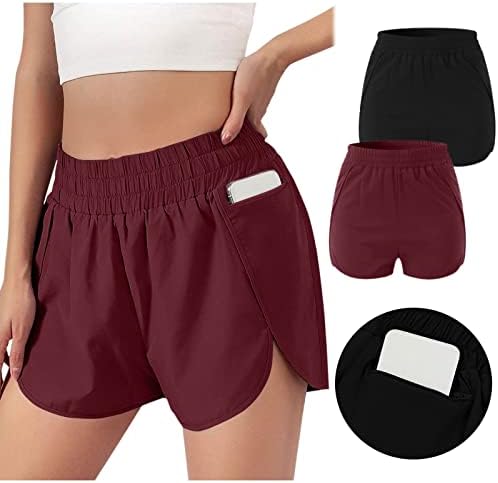 Zpervoba spandex shorts mulheres mulheres 2pcs executando treino de calça elástica calça shorts calças esportivas de bolso surquim