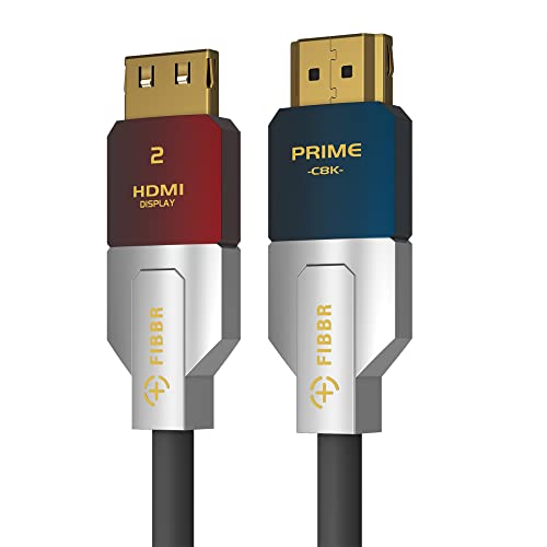 FIBBR 8K Cabo de fibra óptica HDMI 99ft/30m, 48 Gbps de alta velocidade na parede CL3 Classificação HDMI 2.1, suporte 8k@60Hz 4K@120Hz/144Hz HDR10 EARC D0LBY HDCP 2.2 e 2.3 RTX 3080 Compatível com PS5/TV