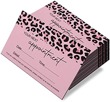 RXBC2011 Lembrete de compromisso para o dentista Terapeuta Doctor Hair Salon Pack de 100 Leopard Pink