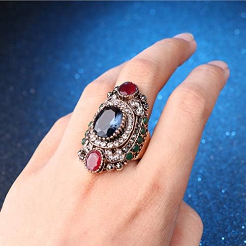 Anel de mulheres CKHAO - 40mm de tamanho grande de tamanho antigo, estilo turco com estilo turco, jóias de pedras preciosas de pedras preciosas